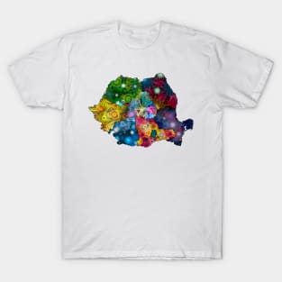 Spirograph Patterned Romania Counties Map T-Shirt